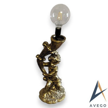 Classic Art Deco Cherub Plaster Table Lamp with Smart WiFi Bulb