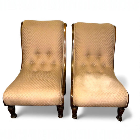 Pair of Antique Late Victorian Walnut Nursing Chairs – Circa 1895
