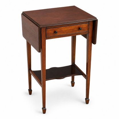 Antique Edwardian Mahogany Drop Leaf Side Table Occasional Table With Drawer