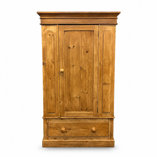 Antique Pine Wardrobe with Drawer – Victorian Country Cottage Armoire