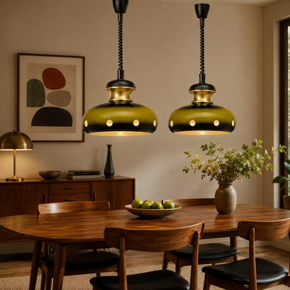Pair of Vintage Space Age Fat Lava Pendant Lights | 1960s 1970s Green Ceramic Ceiling Lights | Mid Century Modern Lighting