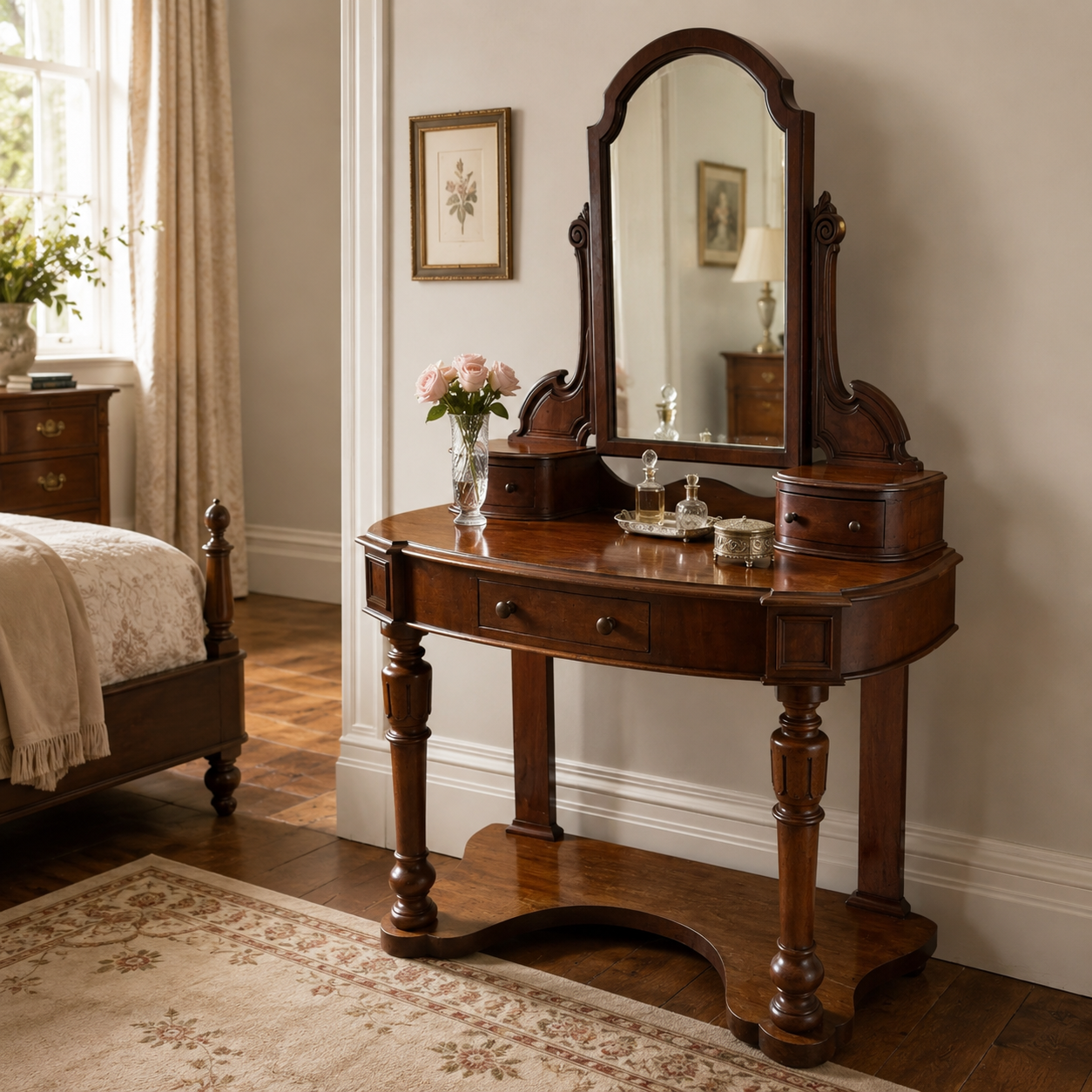 Victorian Mahogany Duchess Dressing Table With Swing Mirror