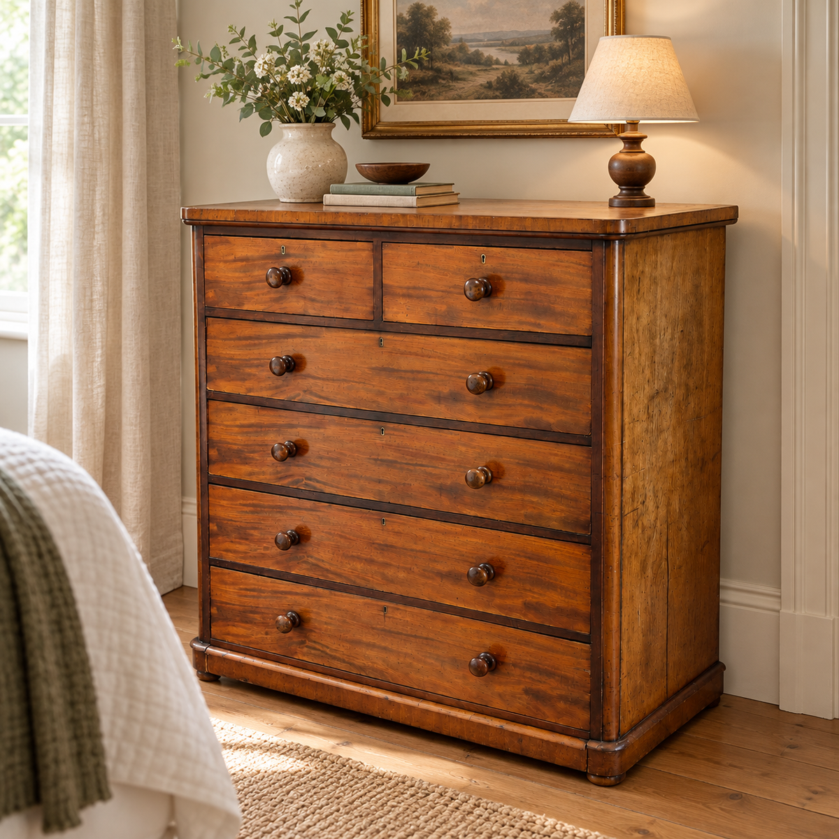 Antique Victorian Mahogany Chest of Drawers by Maple & Co London