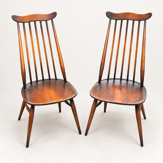 Pair of Vintage Ercol Goldsmith Windsor Dining Chairs Model 369