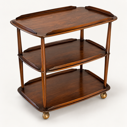 Vintage Ercol Elm Hostess Trolley – Mid-Century Serving Cart