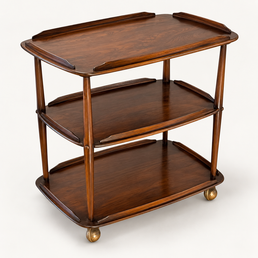 Vintage Ercol Elm Hostess Trolley – Mid-Century Serving Cart