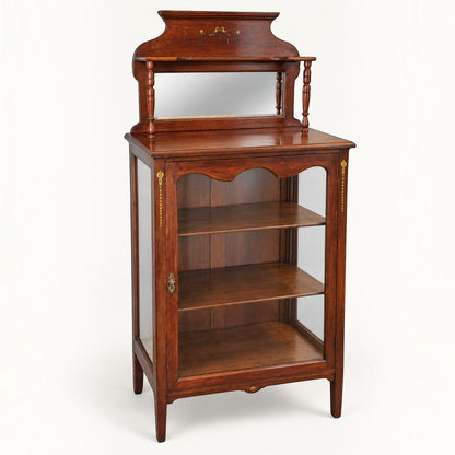 Antique Edwardian Mahogany Display Cabinet with Mirror c.1900