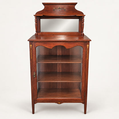 Antique Edwardian Mahogany Display Cabinet with Mirror c.1900
