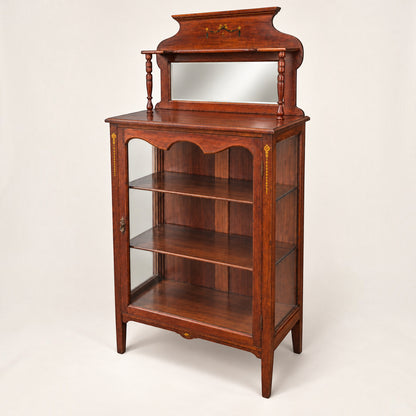 Antique Edwardian Mahogany Display Cabinet with Mirror c.1900