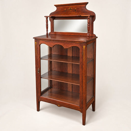 Antique Edwardian Mahogany Display Cabinet with Mirror c.1900