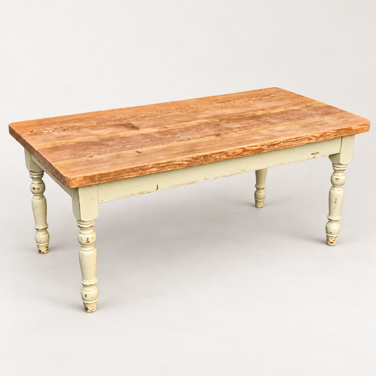 Solid Pine Farmhouse Dining Table – 6ft x 3ft, 5cm Thick Waxed Top