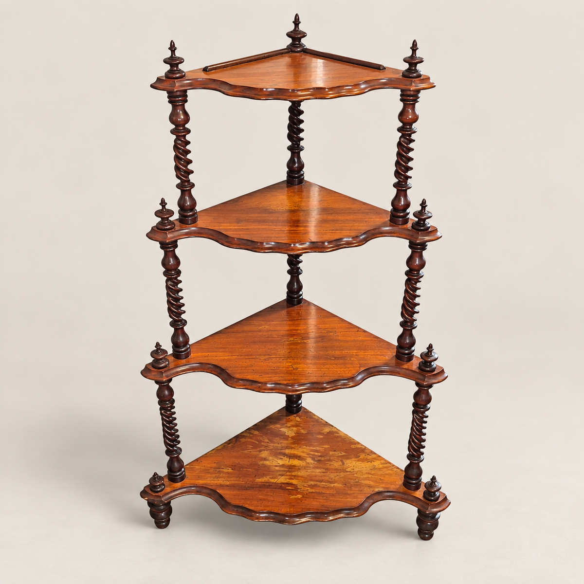 Antique Victorian Mahogany Four Tier Corner Whatnot Shelf