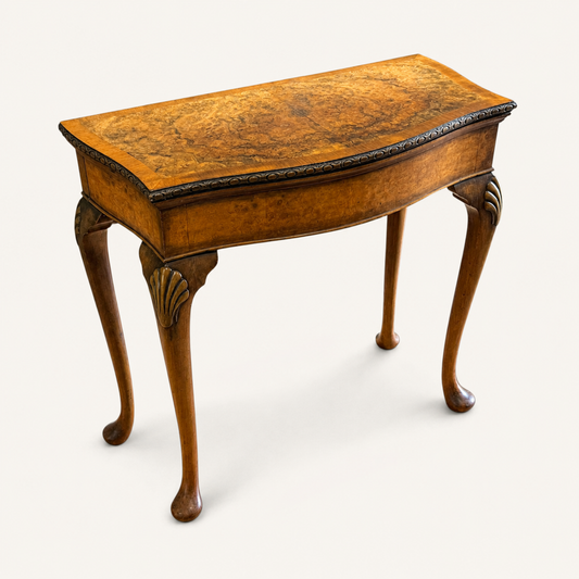 Late Victorian Burr Walnut Georgian Revival Fold Over Card Table