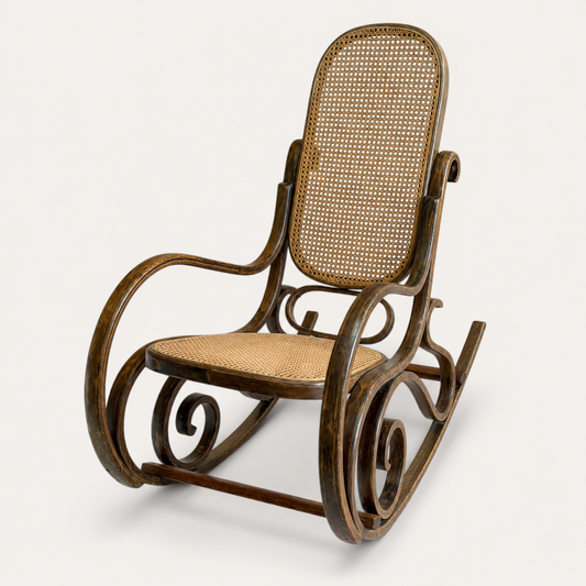 Early 20th Century Bentwood Cane Rocking Chair | Thonet-Style Rocker
