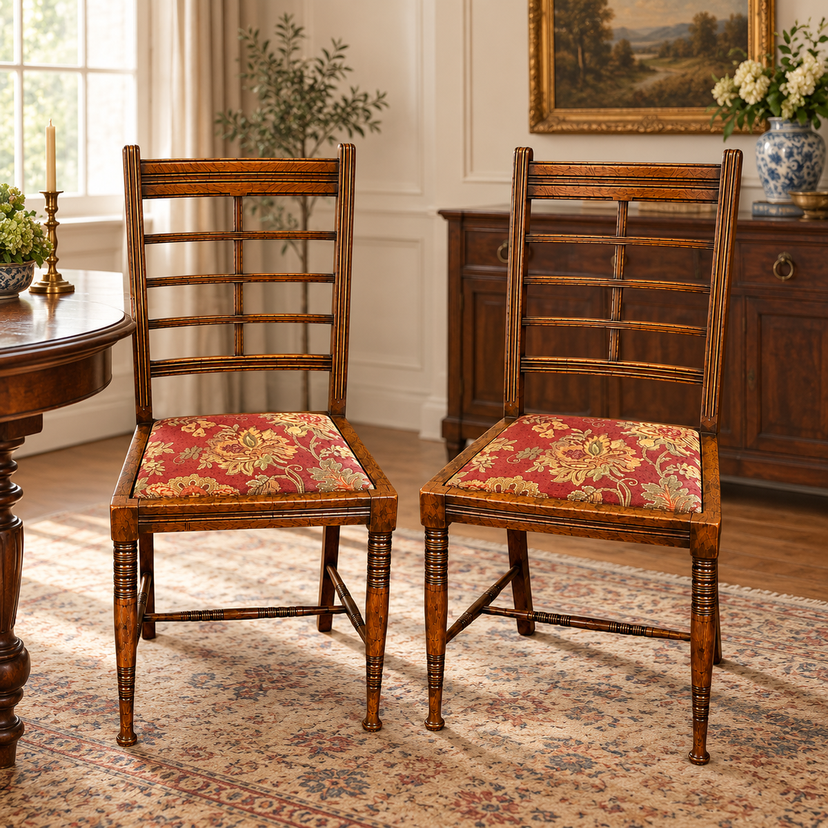 Pair of Antique Arts & Crafts Side Chairs c.1900