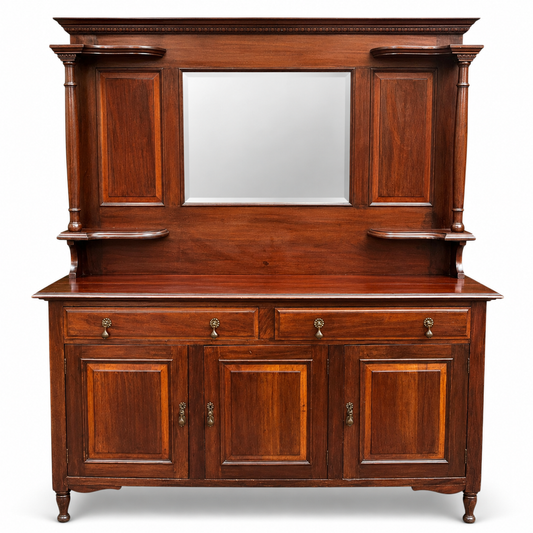 Antique Victorian Mahogany Mirror Back Sideboard Chiffonier