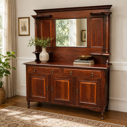 Antique Victorian Mahogany Mirror Back Sideboard Chiffonier