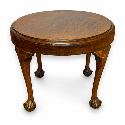 Antique Mahogany Round Coffee Table with Claw & Ball Feet | Traditional Side Table