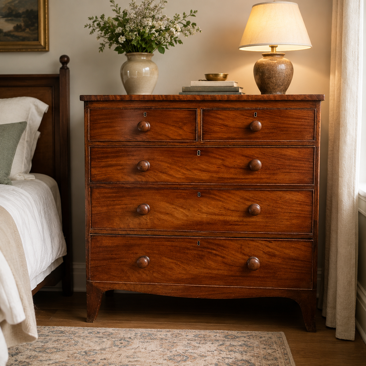 Antique Regency Early Victorian Mahogany Chest Of Drawers c1830–1850