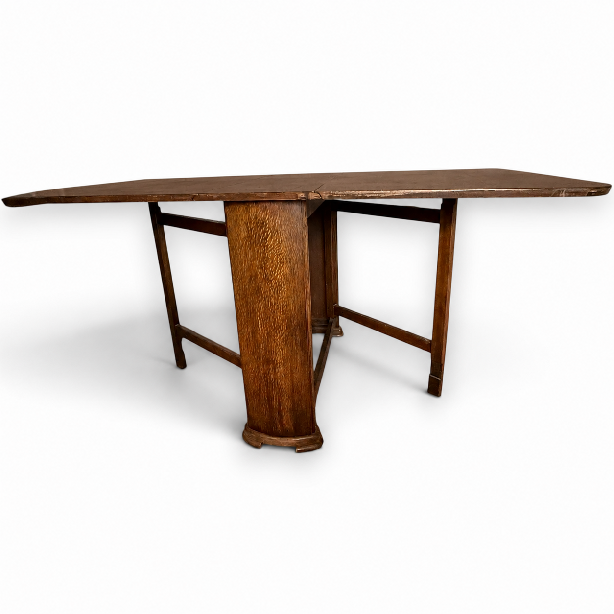 Vintage Art Deco Oak Space Saving Drop Leaf Dining Table