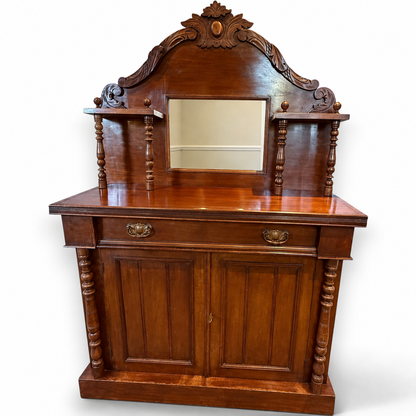 Victorian Mahogany Chiffonier Sideboard with Carved Mirrored Back