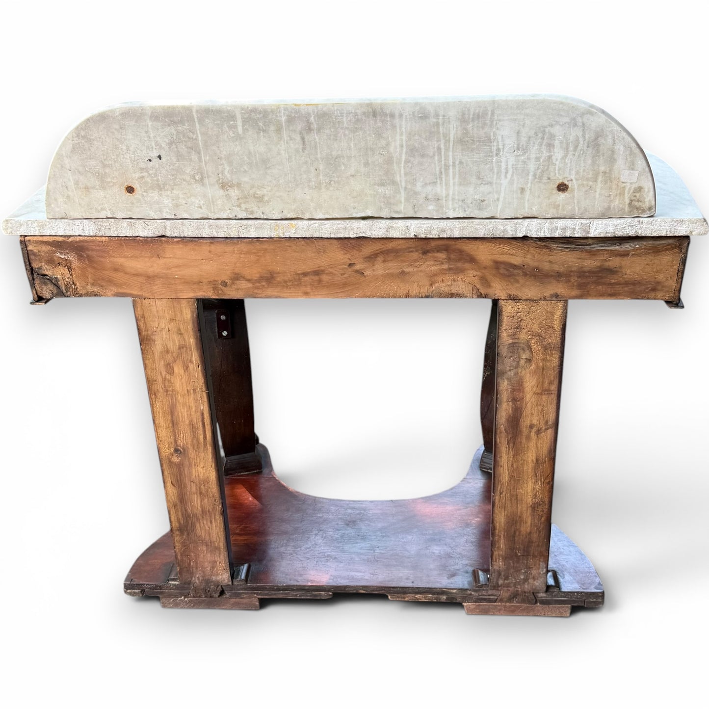 Antique Victorian Marble Top Console Table In Solid Mahogany