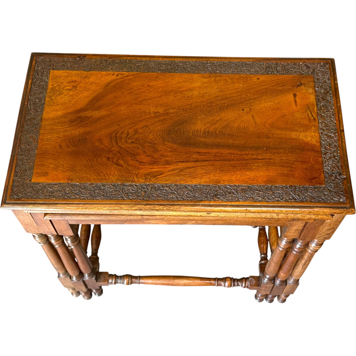 1930s Solid Walnut Nest Of Three Occasional Tables