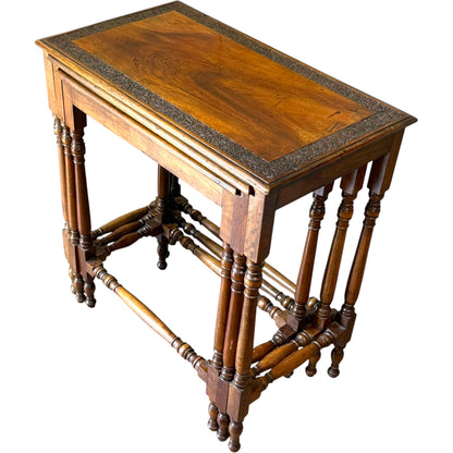 1930s Solid Walnut Nest Of Three Occasional Tables