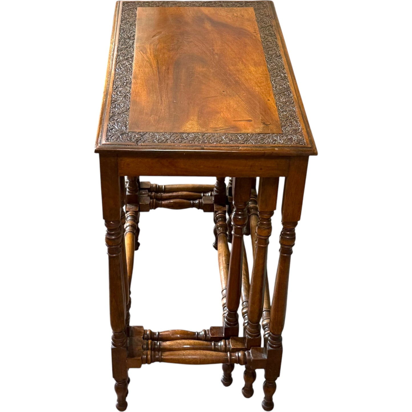 1930s Solid Walnut Nest Of Three Occasional Tables