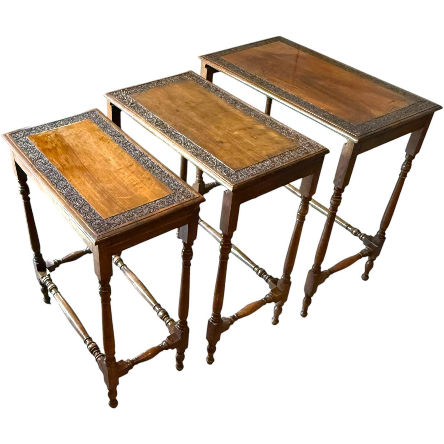 1930s Solid Walnut Nest Of Three Occasional Tables