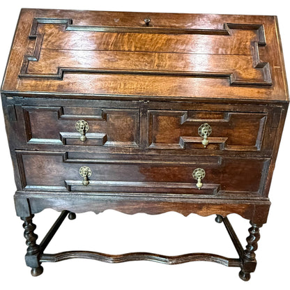Antique Victorian Jacobean Revival Oak Bureau c.1890–1910