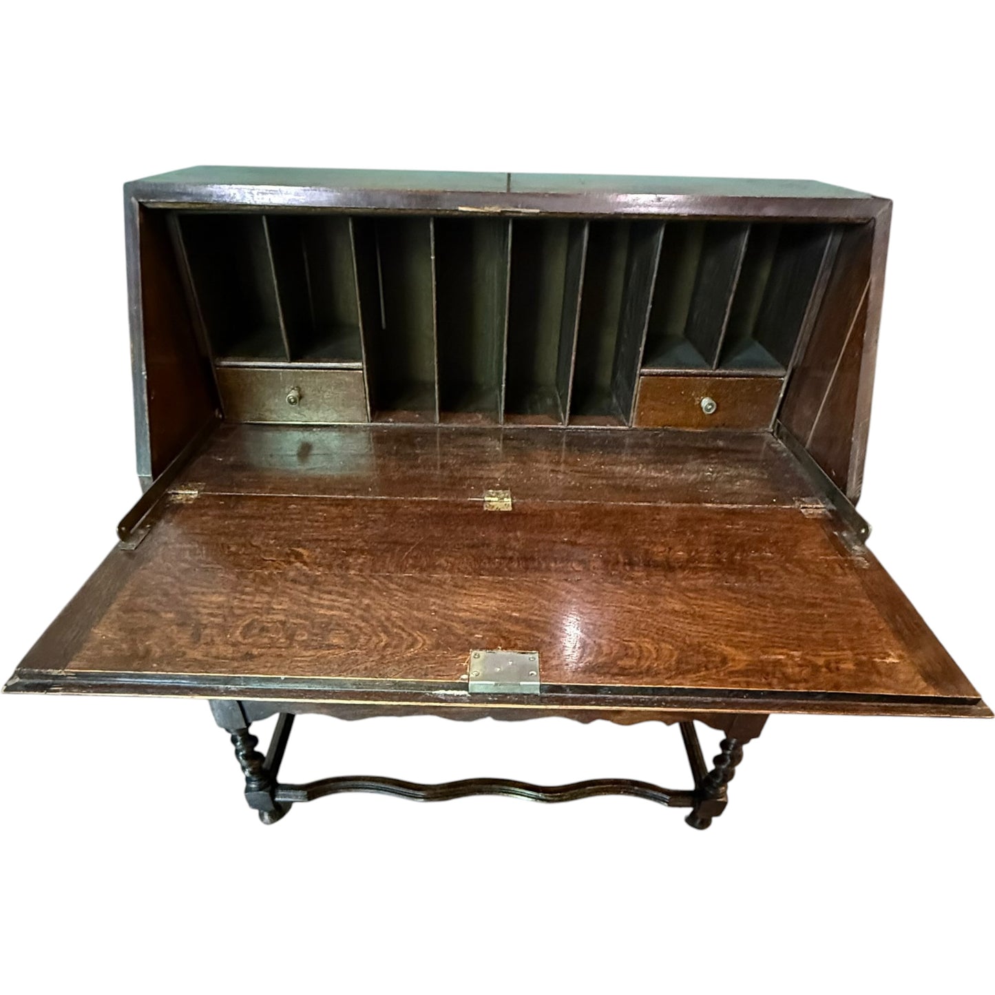 Antique Victorian Jacobean Revival Oak Bureau c.1890–1910