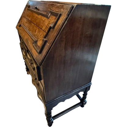 Antique Victorian Jacobean Revival Oak Bureau c.1890–1910