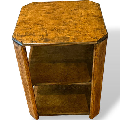 Heals Style Art Deco Oak Library Table with Open Shelves