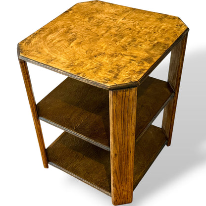 Heals Style Art Deco Oak Library Table with Open Shelves