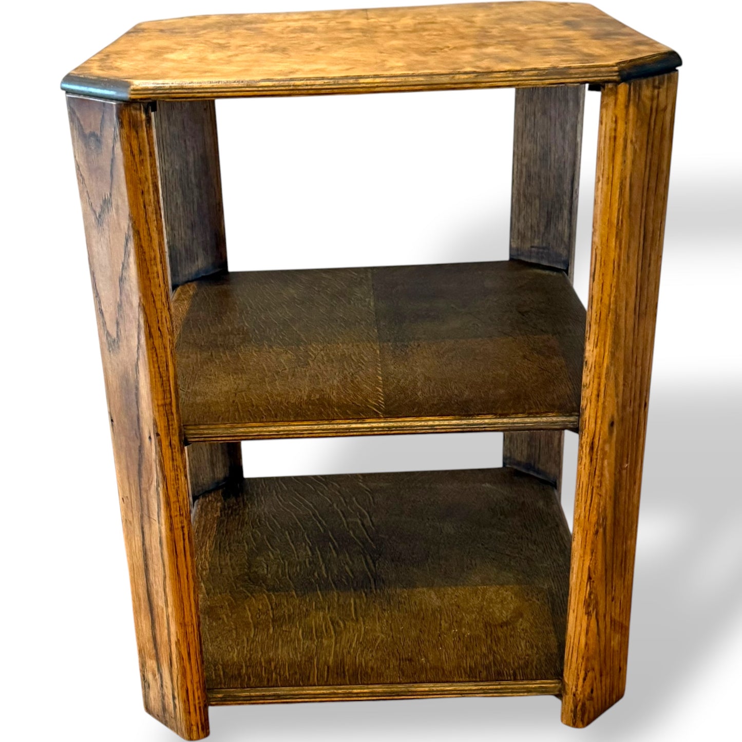 Heals Style Art Deco Oak Library Table with Open Shelves