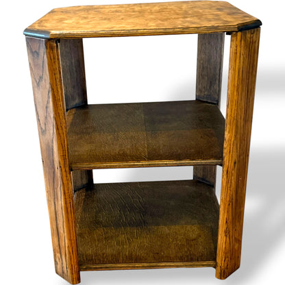 Heals Style Art Deco Oak Library Table with Open Shelves