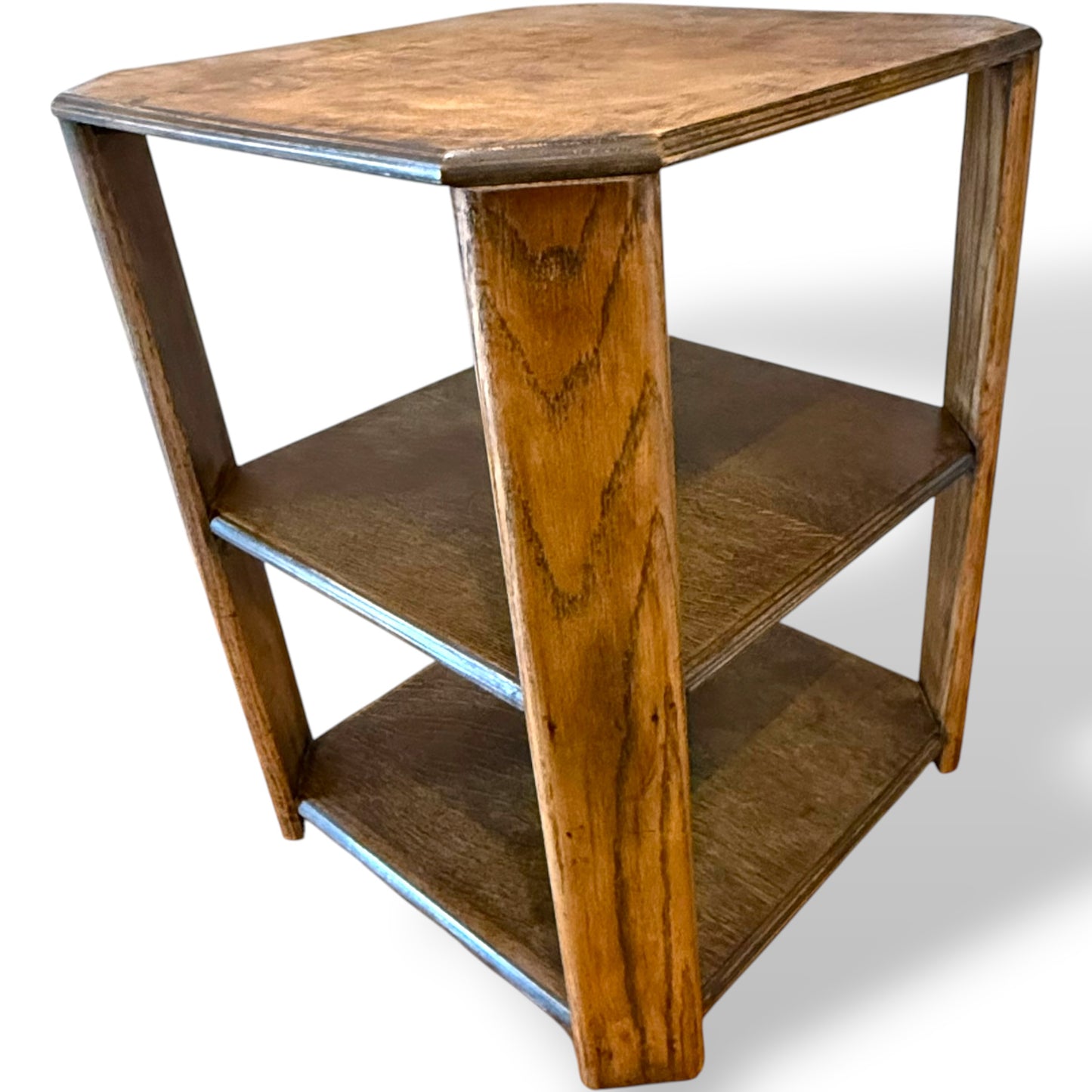 Heals Style Art Deco Oak Library Table with Open Shelves