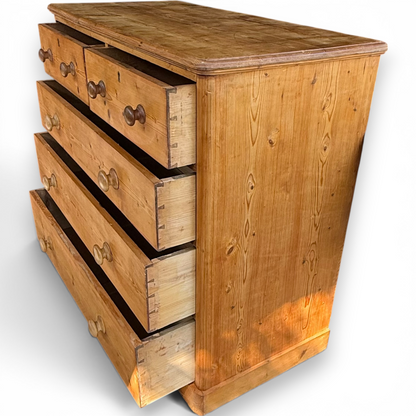 Antique Victorian Pine Chest Of Drawers