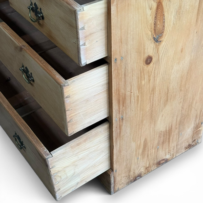 Antique Natural Waxed Pitch Pine Chest of Drawers