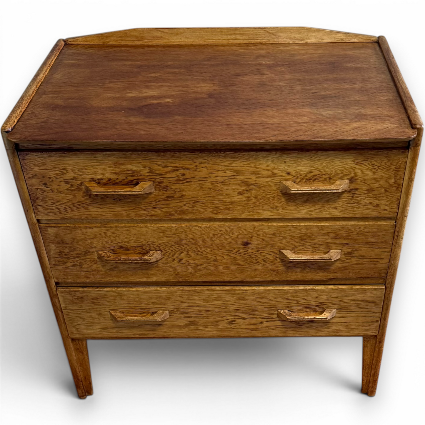Vintage 1930s Oak Three-Drawer Chest with Raised Gallery Top