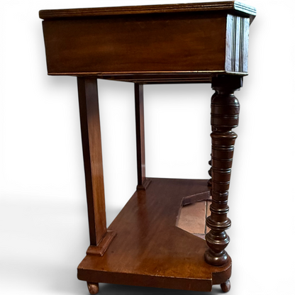 Antique Victorian Mahogany Console Table with Drawer and Lower Shelf