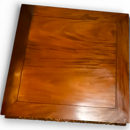 Vintage Chinese Rosewood Low Coffee Table with Ornately Carved Base