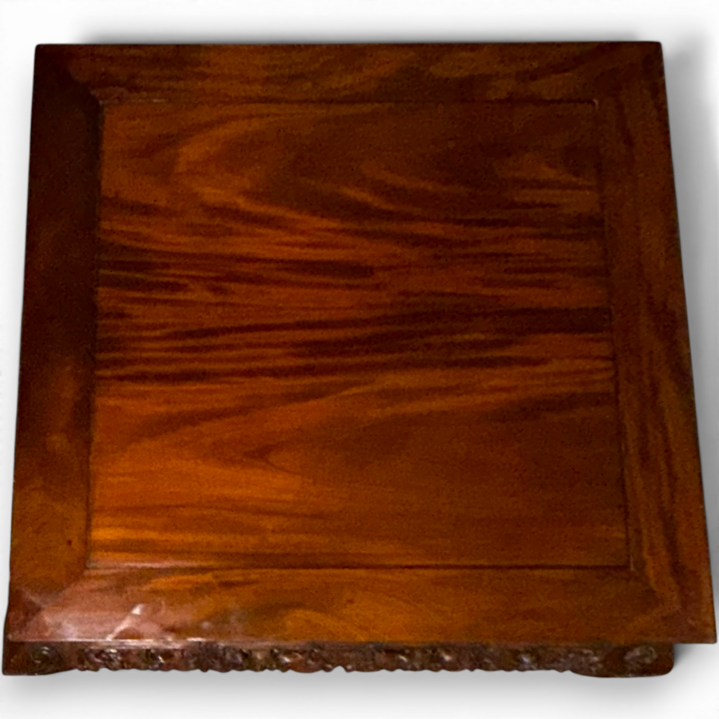 Vintage Chinese Rosewood Low Coffee Table with Ornately Carved Base