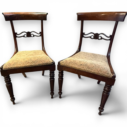 Pair of Antique Victorian Rosewood Dining Chairs with Carved Backs