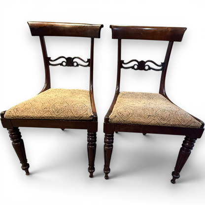 Pair of Antique Victorian Rosewood Dining Chairs with Carved Backs