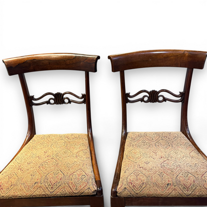 Pair of Antique Victorian Rosewood Dining Chairs with Carved Backs