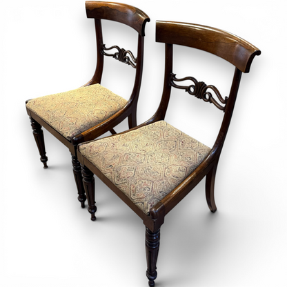 Pair of Antique Victorian Rosewood Dining Chairs with Carved Backs