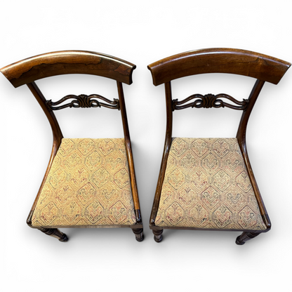 Pair of Antique Victorian Rosewood Dining Chairs with Carved Backs