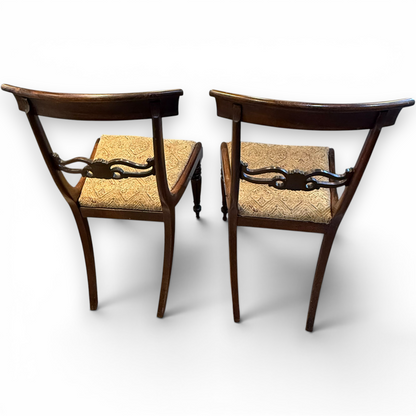Pair of Antique Victorian Rosewood Dining Chairs with Carved Backs